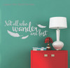 Gray Wall Decal Modern Art Vinyl Sticker Wander Lost with Feather