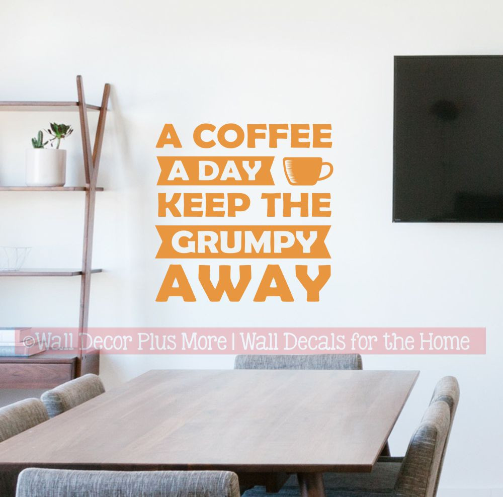 Coffee Keep Grumpy Away Kitchen Office Wall Decor Sticker Decal Words
