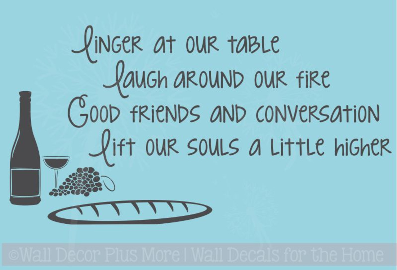 Linger At Our Table Vinyl Wall Decals Art For The Dining Room Walls