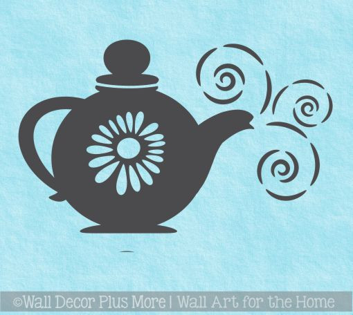 Teapot with Steam Wall Sticker Decals Kitchen Room Decor