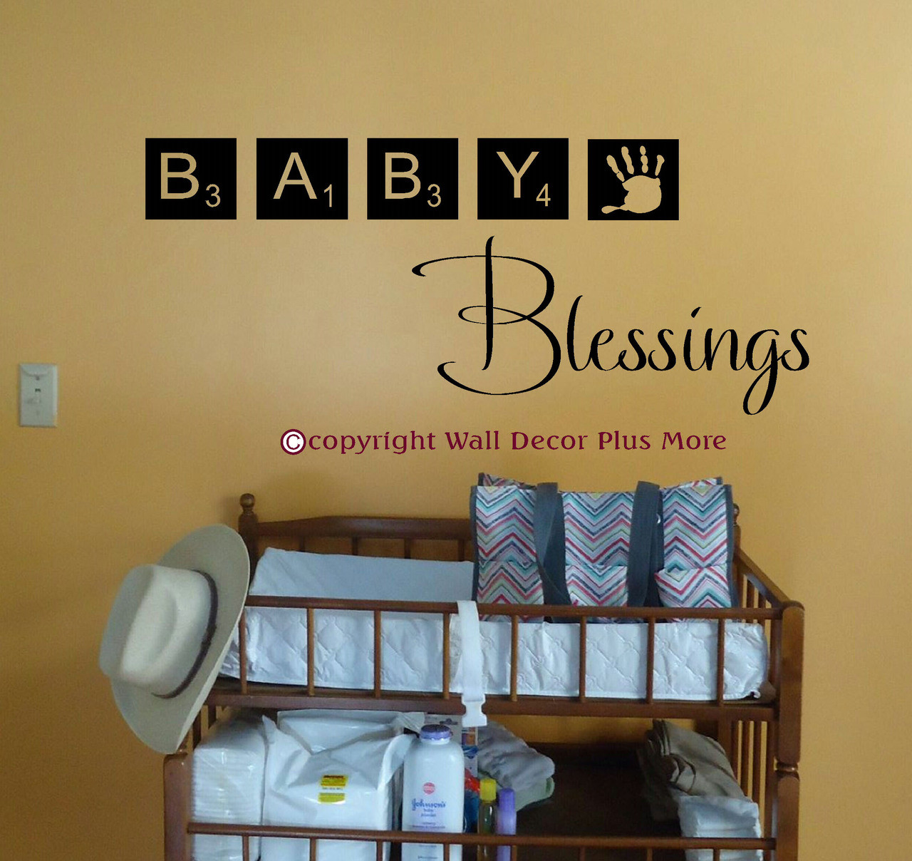 Baby Blessings Wall Sticker Decals Scrabble Tiles Wall Art Letters
