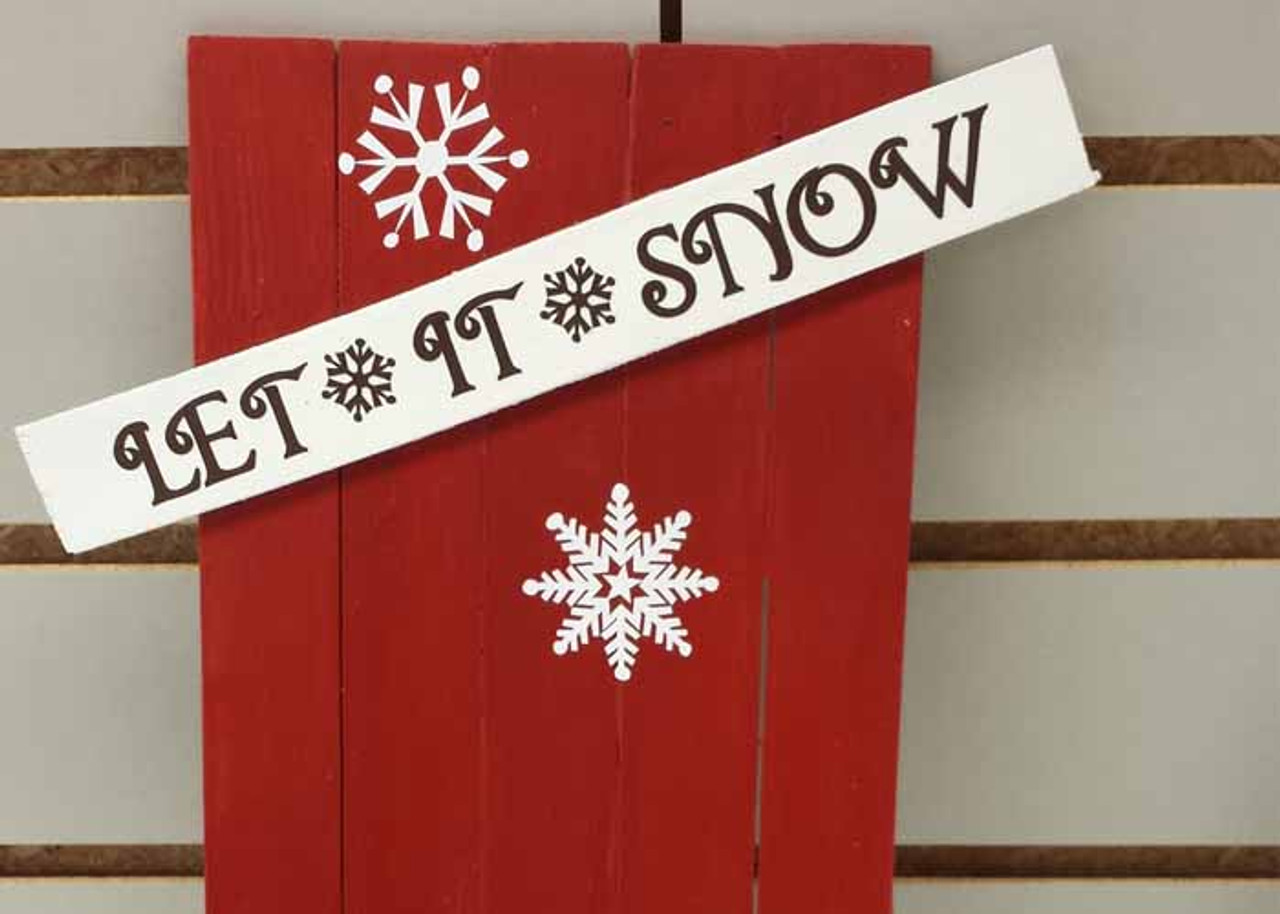 Let It Snow with Snowflakes and Snowman Winter Wall Art Decal Stickers