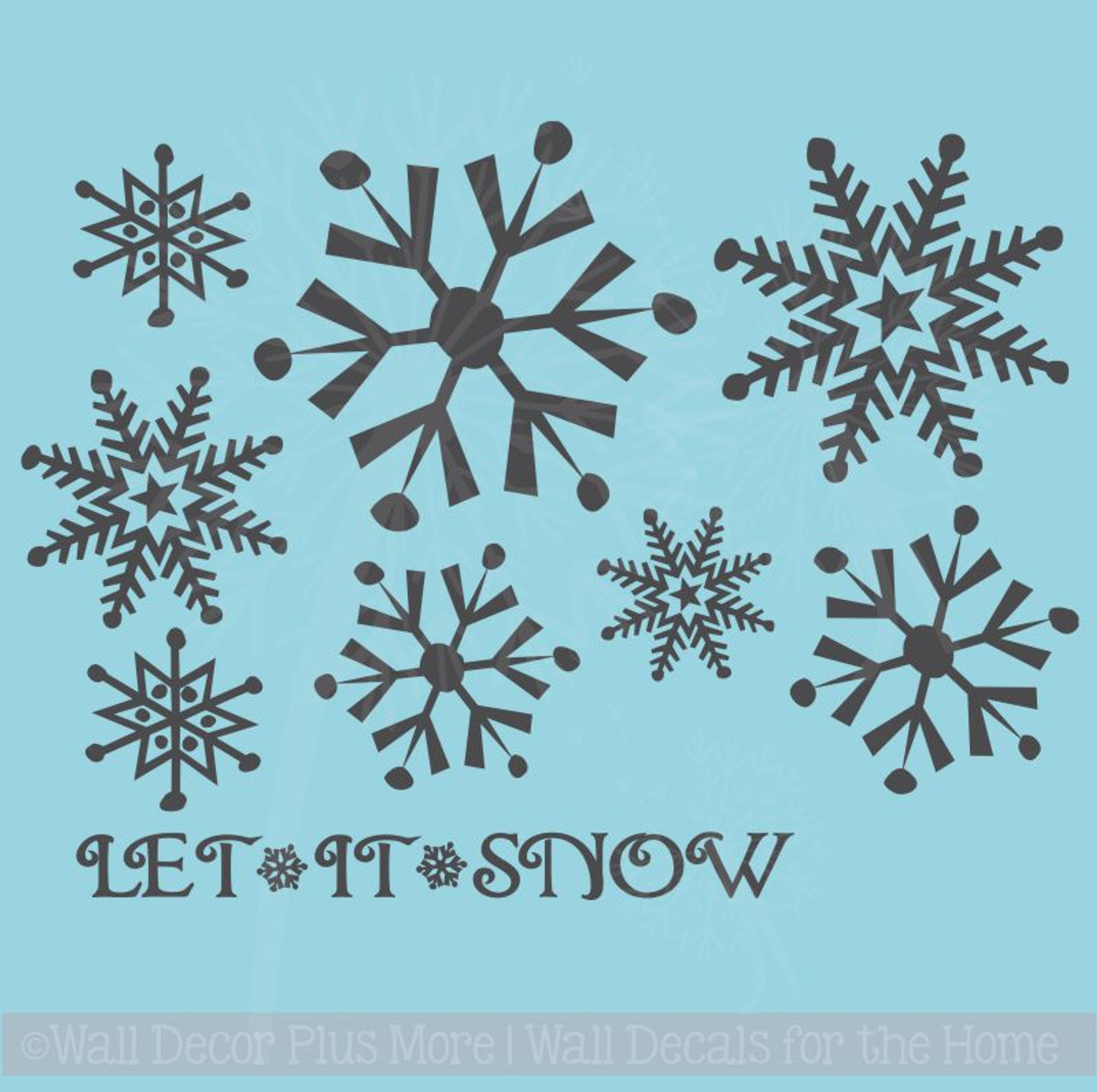 (Gold) Small Snowflakes set of 30 wall saying vinyl lettering decal home  decor art quote sticker (Gold)