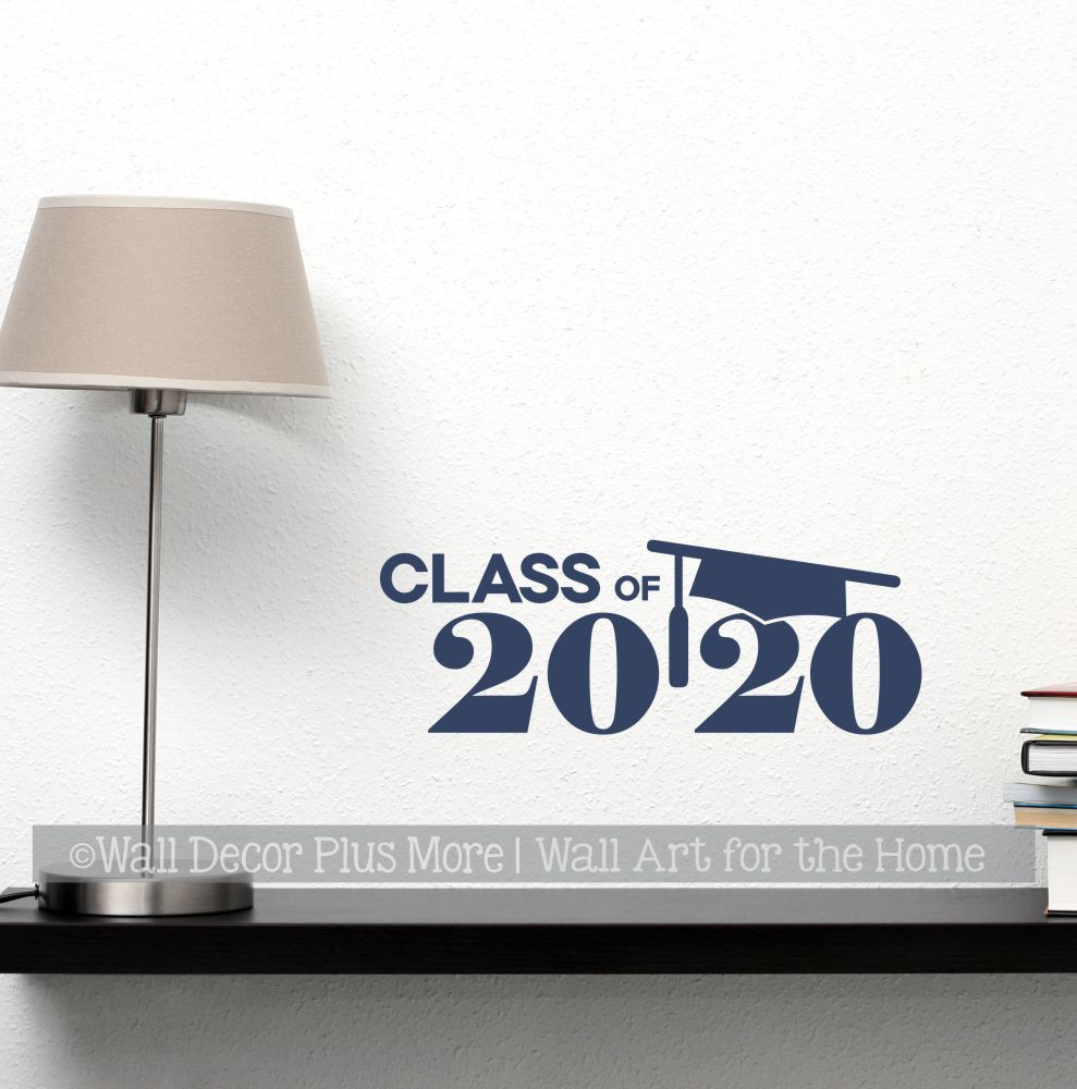 Class of 2020 Wall Vinyl Decals Sticker Decor with Graduation Cap Art