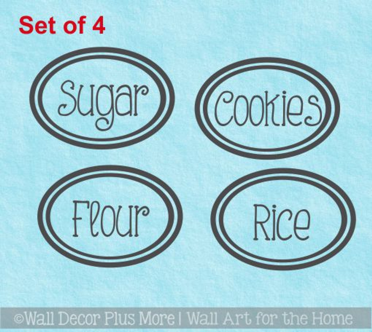 Canister Or Jar Decals For Kitchen Organization Set Of 4 Customize Your Text
