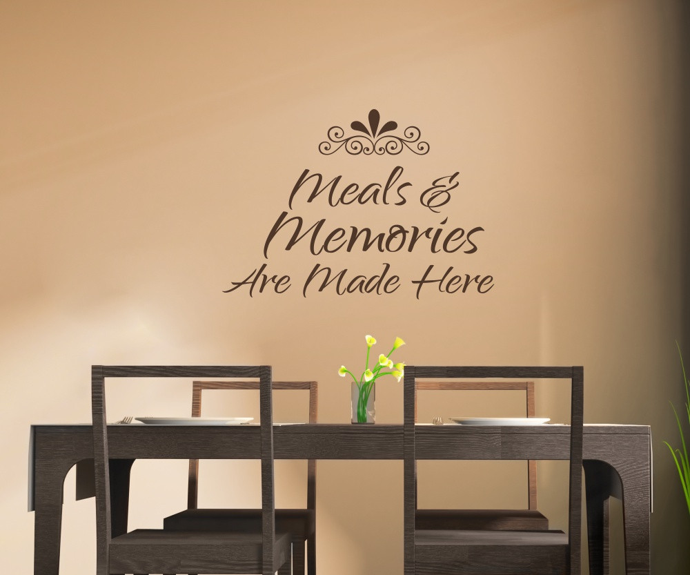 Meals And Memories Are Made Here – Oracal Vinyl Wall Decal, Kitchen Quote Sticker, American Made, Dining Room Words & Phrases