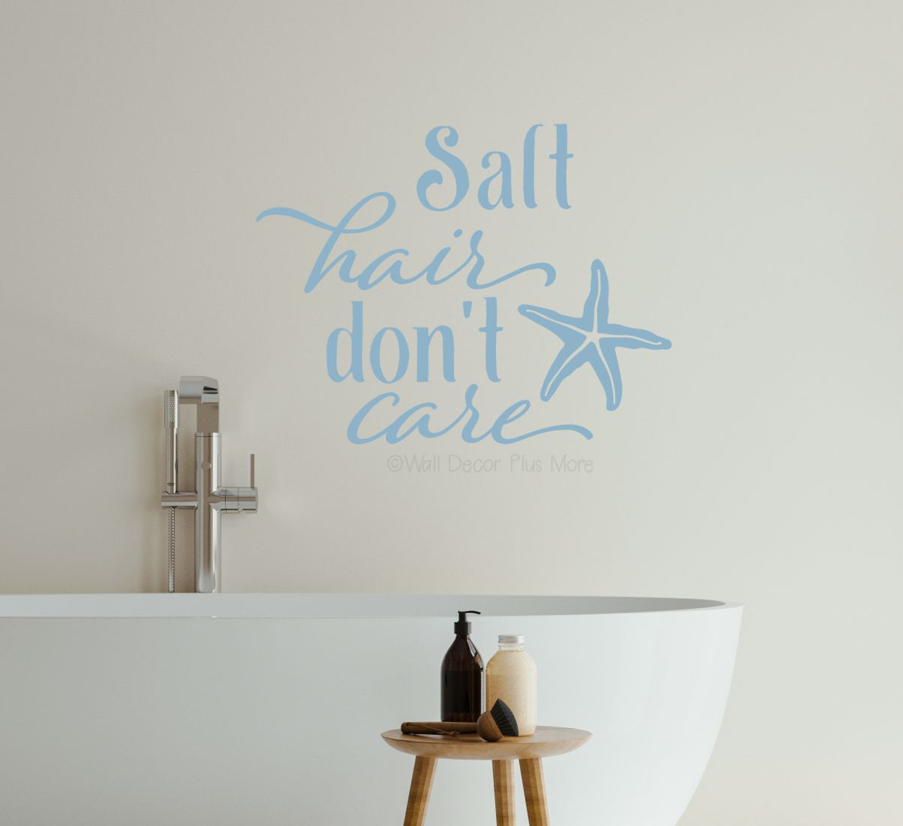 Salt Hair Don't Care with Star Fish Beach Camper Wall Decals Sticker