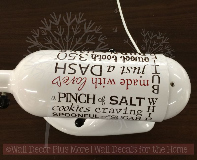 Made with Love Cooking Words Kitchen Appliance Mixer Vinyl Decals
