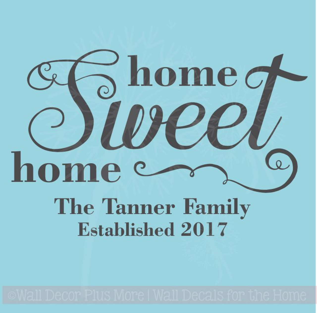 Home Sweet Family Wall Art Decals Name Est Date Custom Lettering