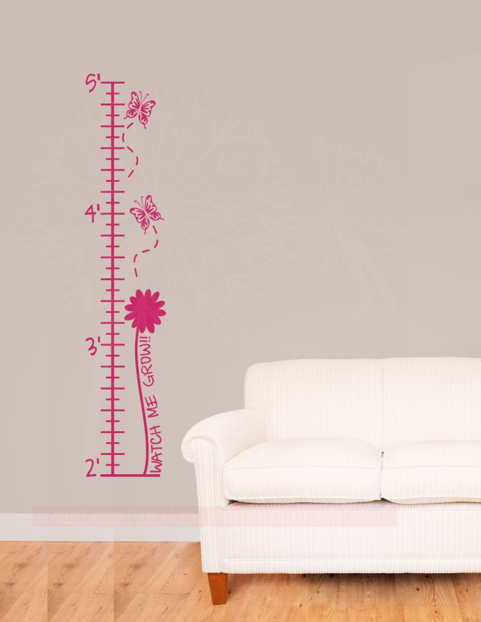 butterflies flowers height chart for girls wall growth chart ruler sticker