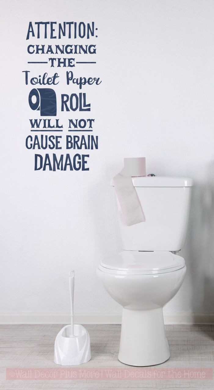 Wall Sticker For Bathroom Toilet Paper Brain Damage Funny Quote Decals