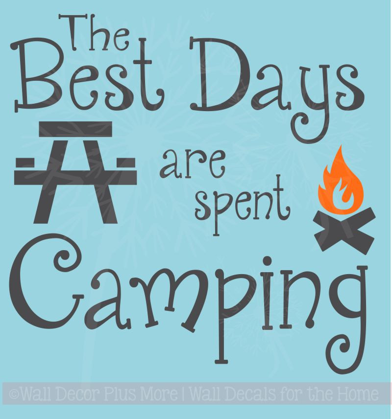 Best Days Spent Camping Family Wall Stickers Vinyl Lettering Quote Wall