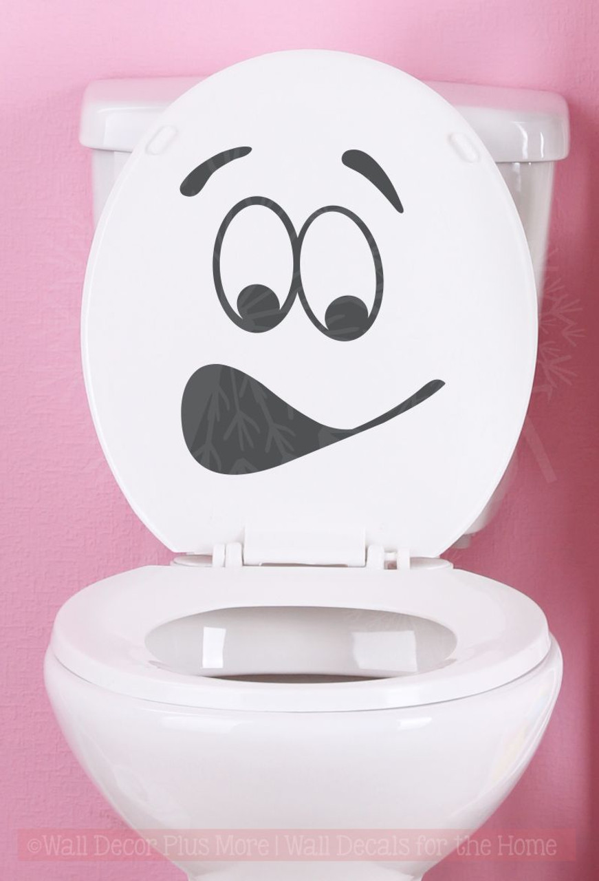 Toilet Face Vinyl Decals Fun Bathroom Sticker Art for Toilet Seat Decor