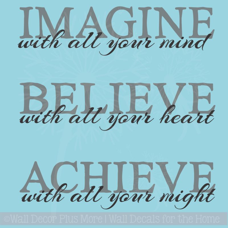 Imagine Believe Achieve Inspirational Vinyl Lettering Decals Wall