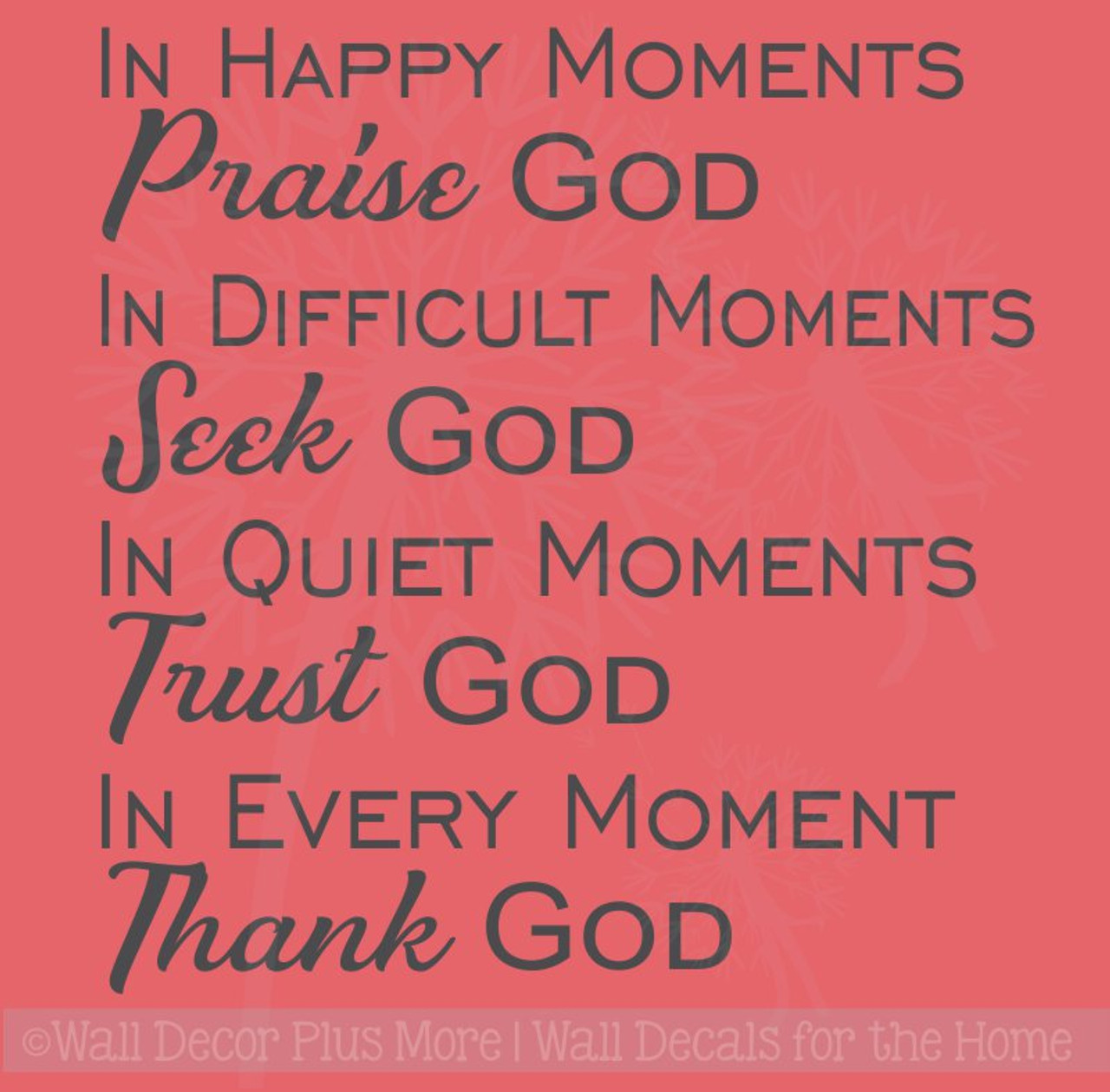 Every Moment Thank God Vinyl Letters Religious Wall Quotes Stickers