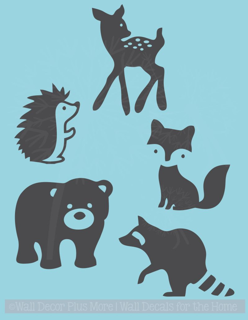 Baby Woodland Animals Silhouette Wall Art Decals Stickers ...