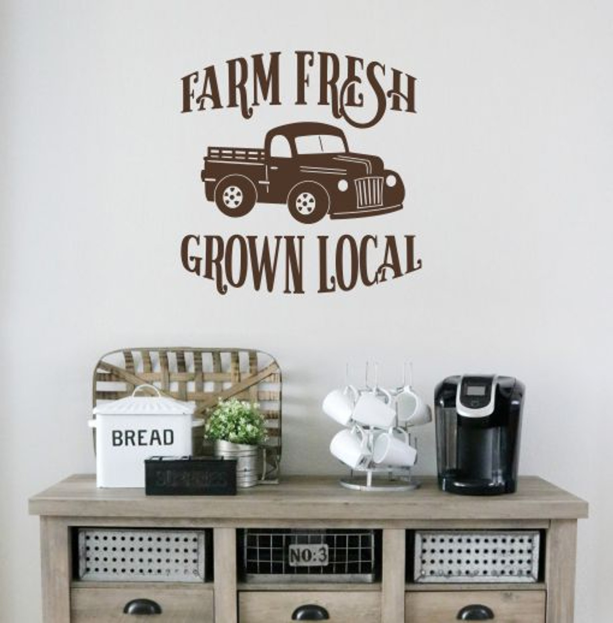 Farm Fresh Grown Local Vintage Pickup Wall Art Stickers Vinyl Decals