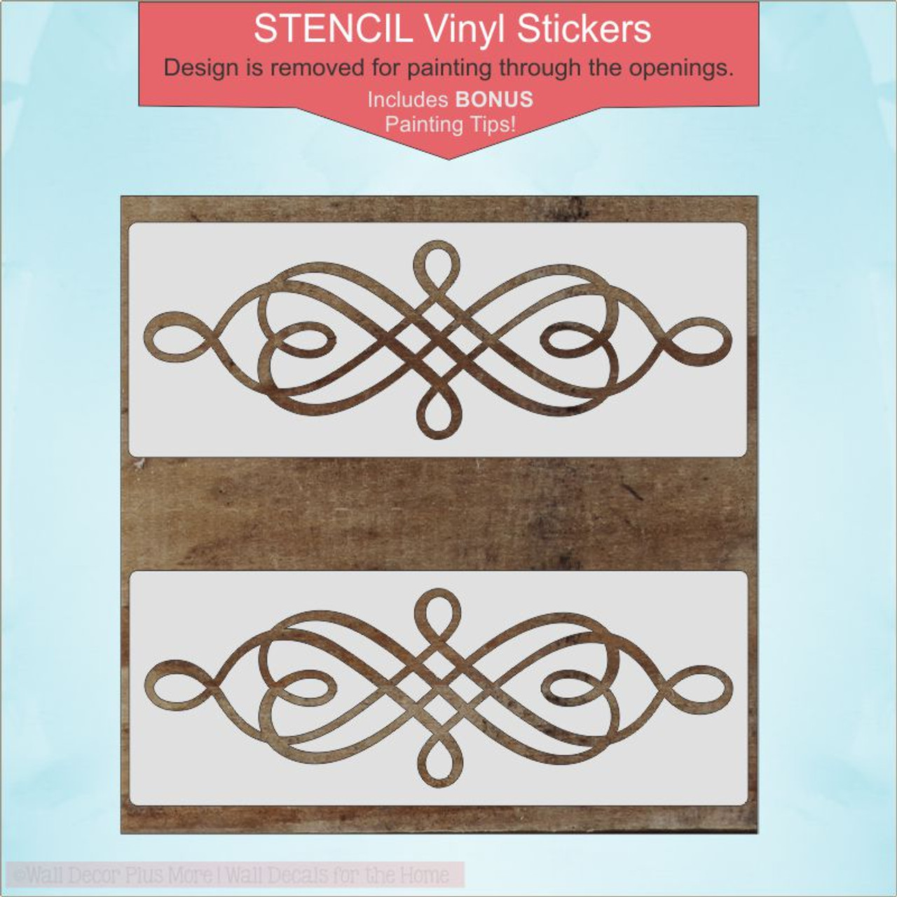 Swirl Pattern Stencil DIY Wood Home Decor DIY Vinyl Art Stickers, Set of 2  - Wall Decor Plus More