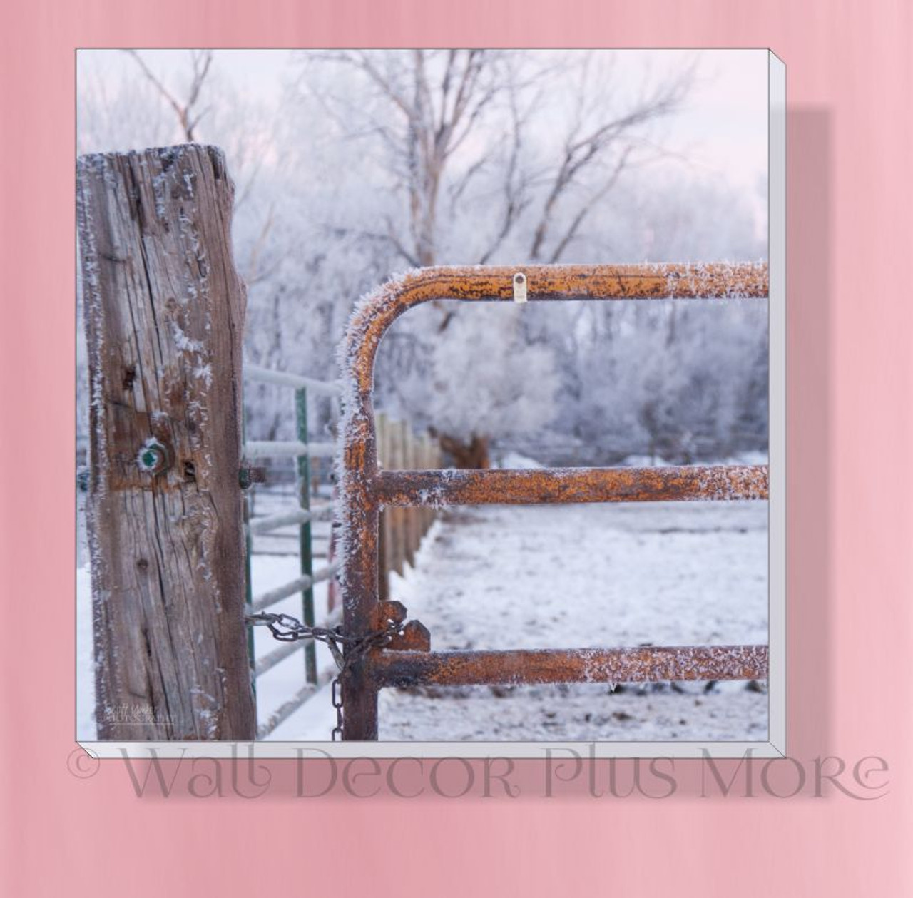 Snowy Gate 12x12 Canvas Wall Print for Farmhouse DÃ©cor Easy to Hang Wall  Art