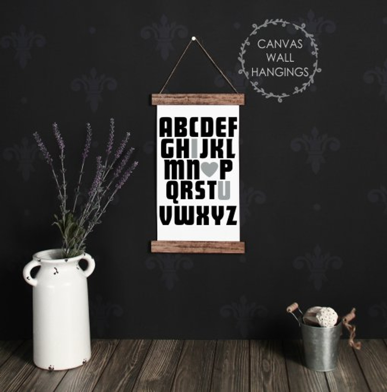 Wood Canvas Wall Hanging Abc I Love You Baby Nursery Wall Art