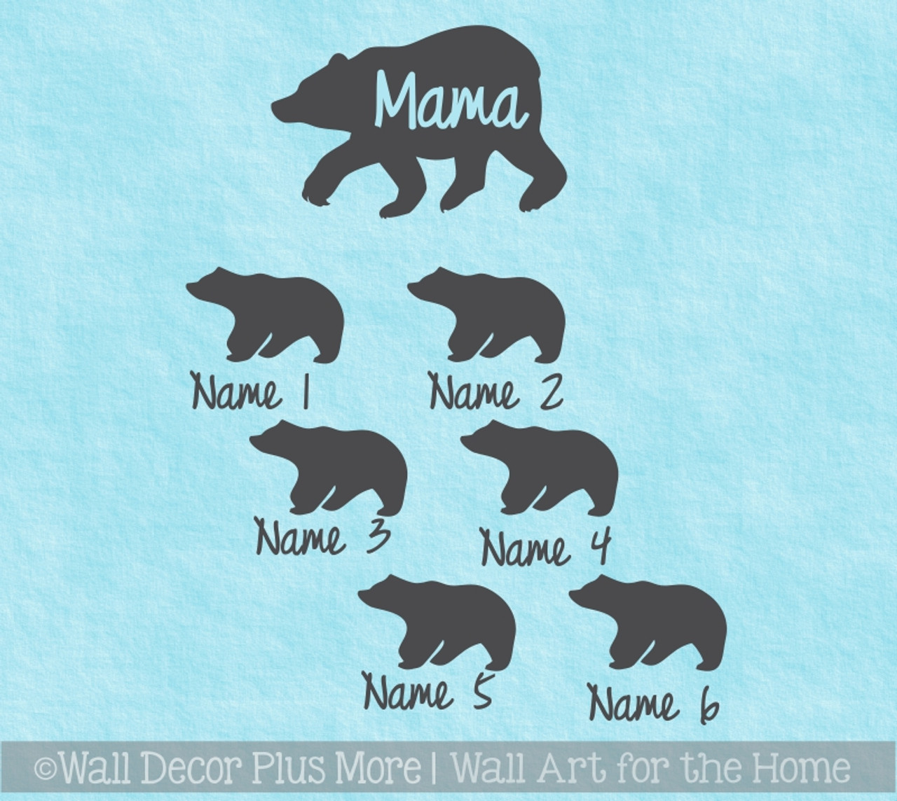 Mama Bear With 3 Cubs White Vinyl Decal Sticker