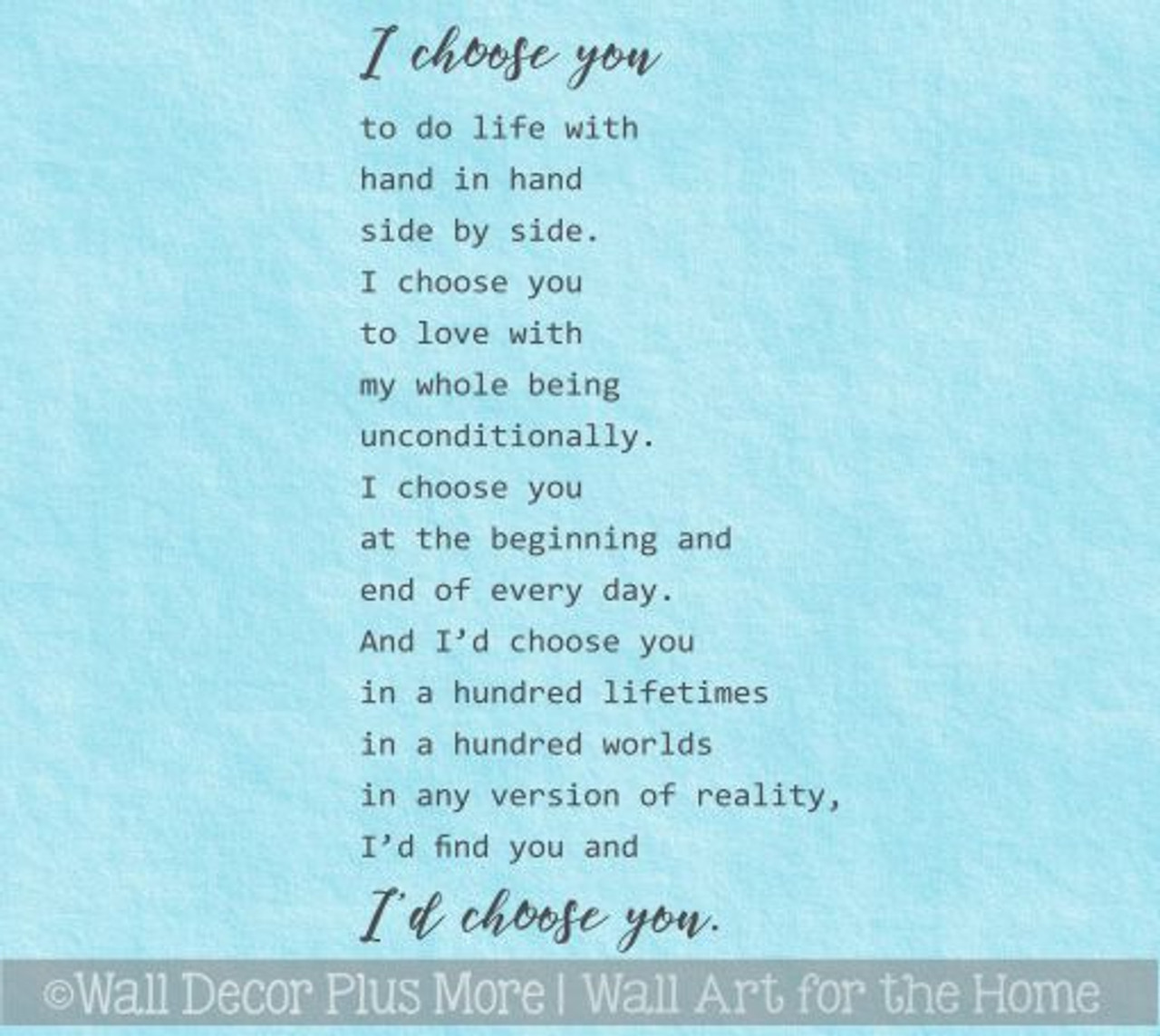 Bedroom Wall Decals Quote I'd Choose You Verse Vinyl Love Décor Stickers