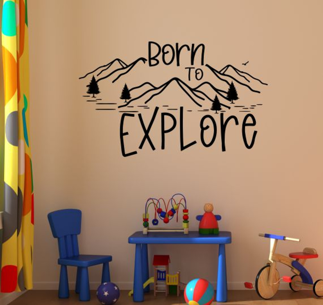 Born To Explore Wall Art Decal Mountains Sticker Travel Camper RV Decor