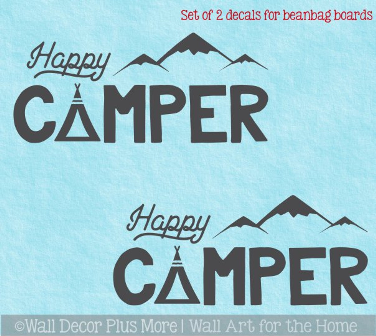 Happy Camper Vinyl Cornhole Toss Game Board Wraps Stickers Decals Graphics #07-1 