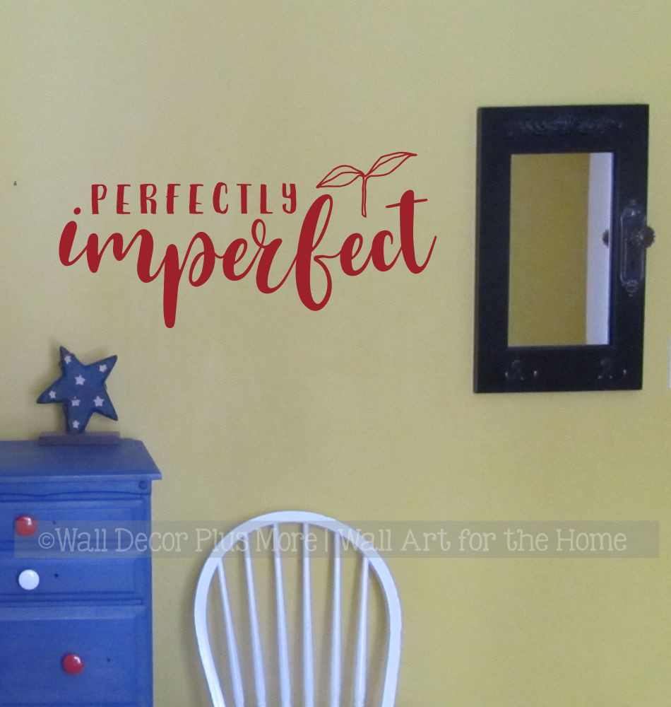 Perfectly Imperfect Inspirational Wall Quote Decal Sticker Home Decor