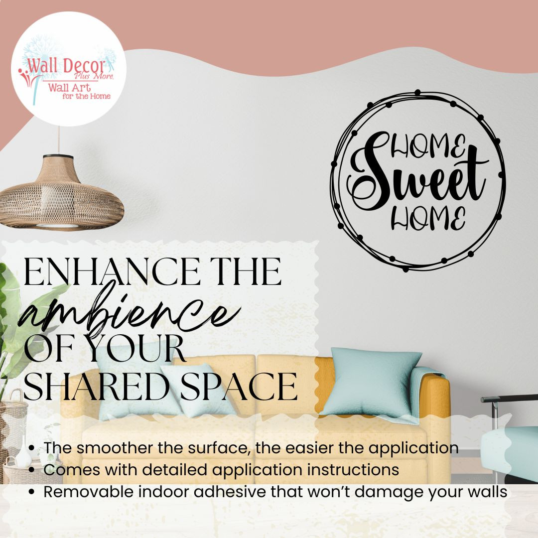 Autocollant Mural Vinyl "Home Sweet Home" - Déco Lettrage Pour La Maison, Neuf