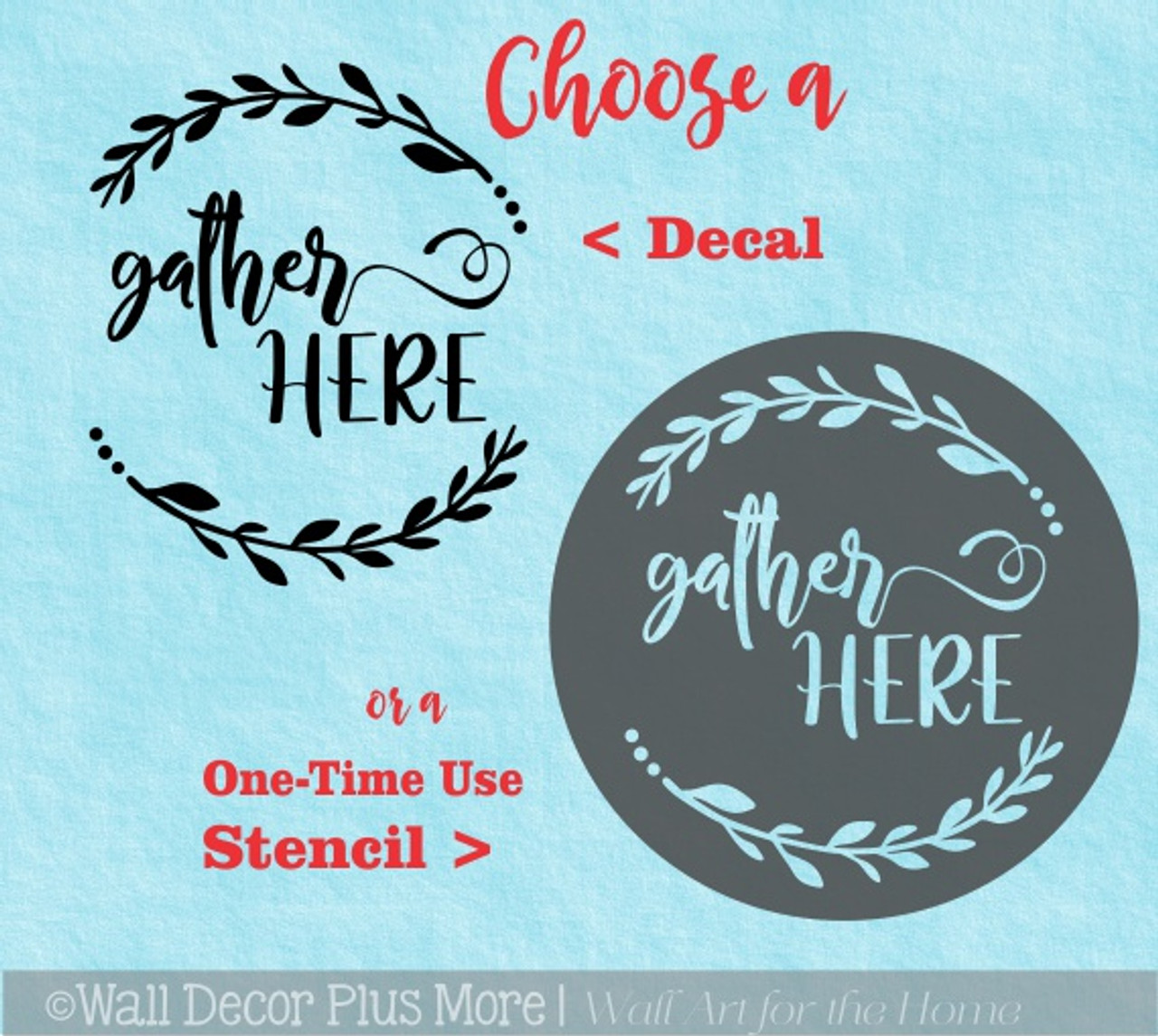 Decal for Circle Wood Sign Gather Here Letters Wreath Stencil or Sticker decal-for-circle-wood-sign-gather-here-letters-wreath-stencil-or-sticker