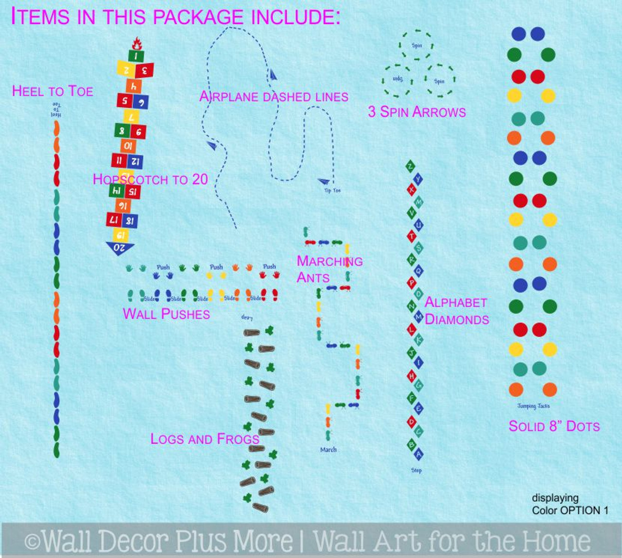 Sensory Path Package Floor Decal Stickers School Hallway Art covers 61 ft
