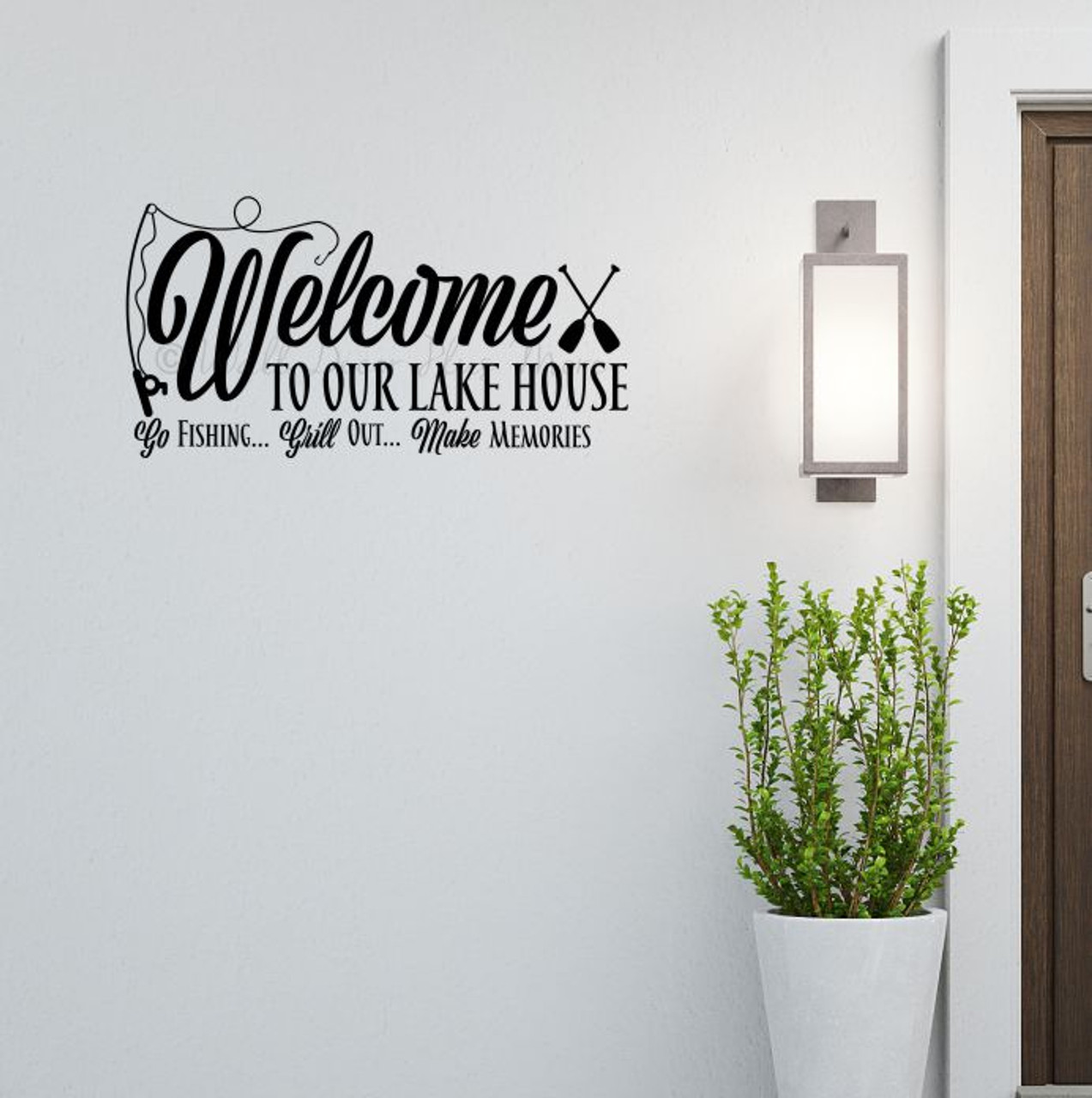 Welcome To Lake House Fishing Grill Memories Wall Sticker Decal Quote