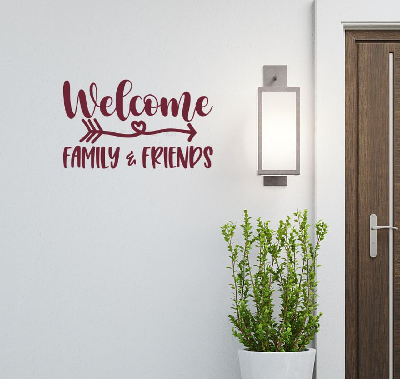 Decal for Round Wood Door Sign Family Friends Welcome Stencil or Sticker