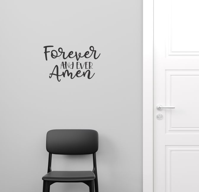 Round Wood Sign Decal Forever and Ever Amen Wall Sticker Vinyl Art