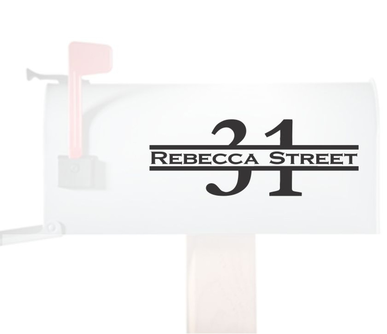 House Number and Name Mailbox - Glossy Black White Text