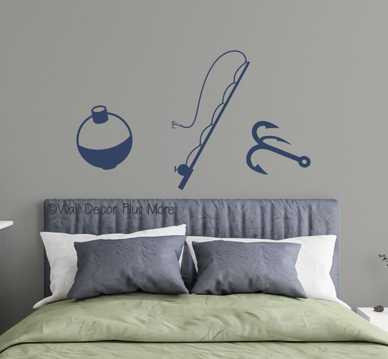 Fishing tackle - pole, bobber, and hook Wall Decal Vinyl Stickers