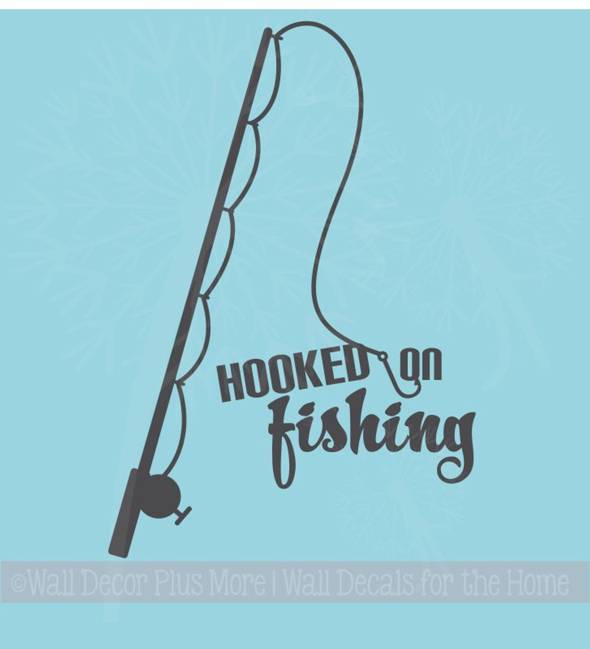 Fisherman Art Decor Hooked on Fishing Wall Decal Sticker with Fish