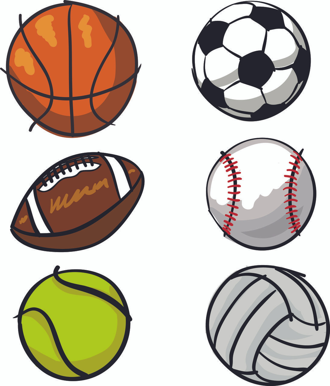 Sports Balls Variety Set Printed Fabric Repositionable Wall Decals