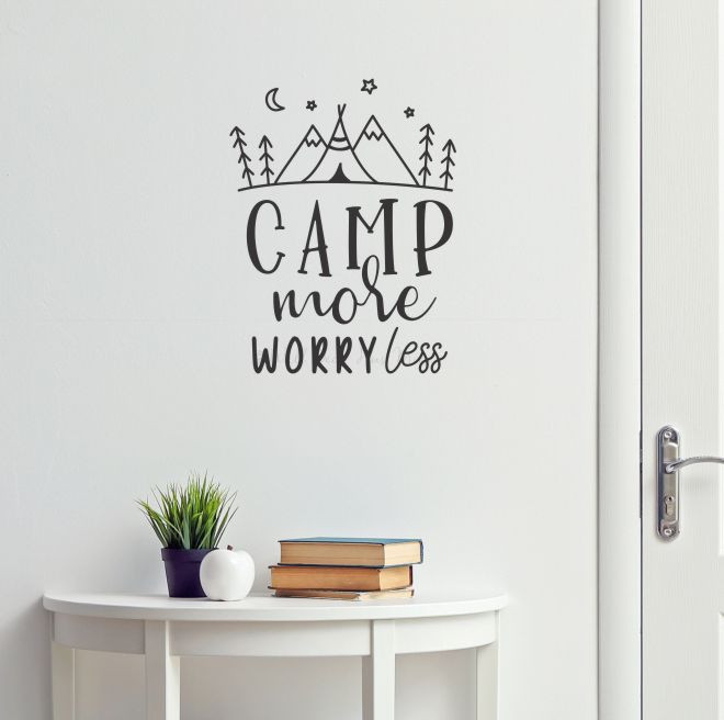 Camper Decor Camp More Worry Less Wall Decal Quote RV Interior Art