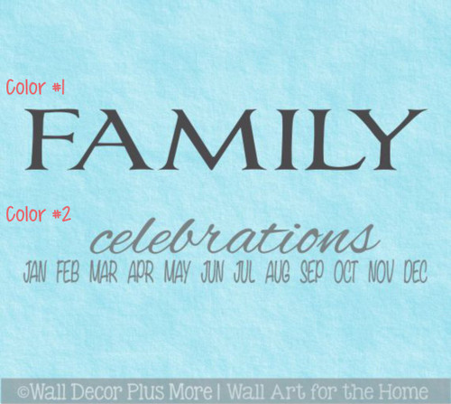 Family Celebrations Vinyl Decals Sticker, Great for a DIY Board