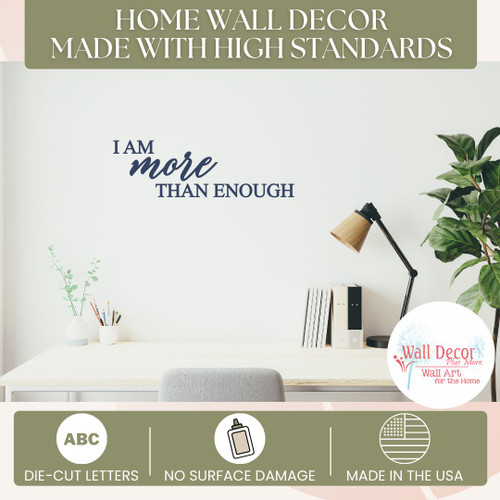 I More Than Enough Positive Wellness Inspirational Quotes Wall Decal Deep Blue