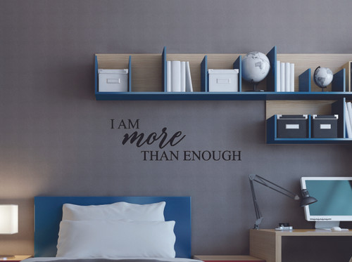 Inspirational Quotes I am more than Enough Quote Vinyl Wall Decals Lettering-Black