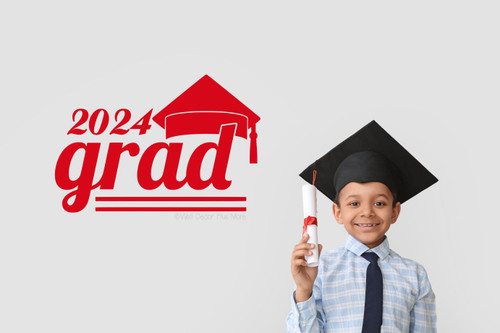 Class of 2024 Grad with Graduation Cap Art Vinyl Decals Stickers for Graduation Decoration