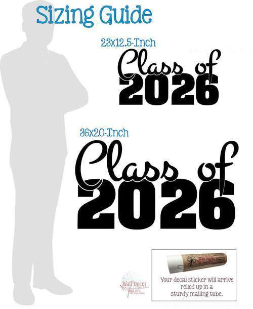 Class of 2026 Graduation Decoration Wall Sticker Art Party Decor sizing