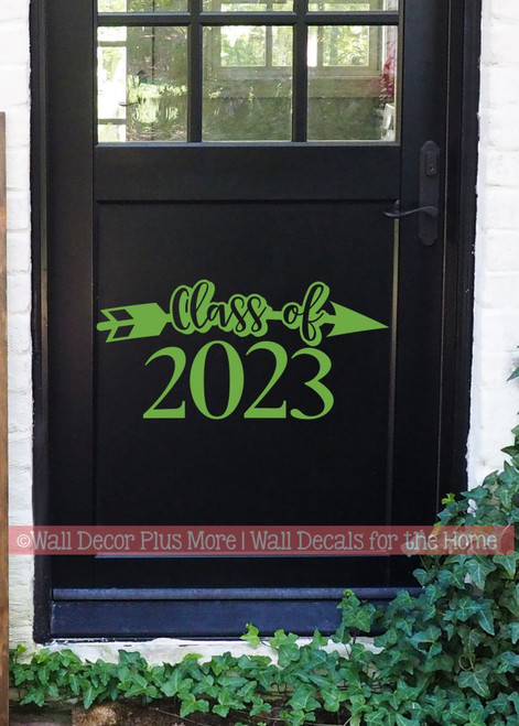Class of 2023 Arrow Wall Art Graduation Decals Sticker for Senior High School Graduates Lime Green Decal on Party Door