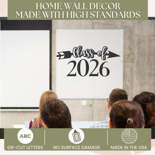 Class of 2026 Black High Standards Arrow Wall Art Graduation Decals Sticker for Senior High School Graduates 