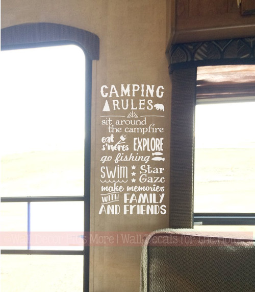 Camping Rules Subway Art Quotes Wall Letters For Summertime Wall Stickers Decal