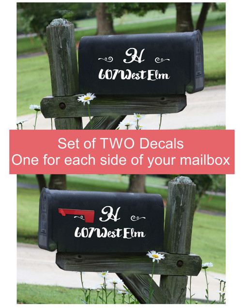 Monogram Mailbox Decals Vinyl Stickers Custom Lettering with Curls
