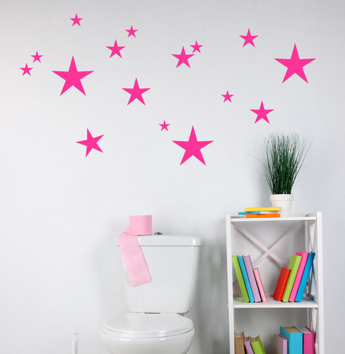 Variety Star Wall Stickers Vinyl Decals Shapes Hot Pink